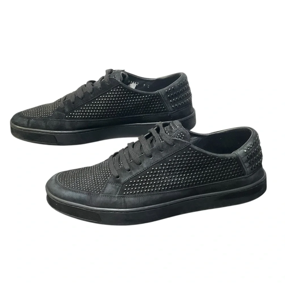 🧩 Gucci Studded Black Low-Top Sneakers — Size 9.5 — All-Black Drip‎